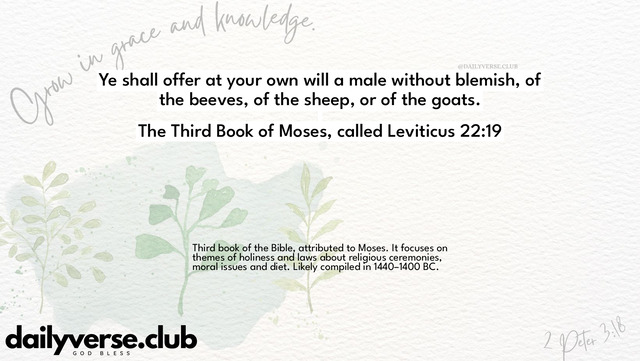 Bible Verse Wallpaper 22:19 from The Third Book of Moses, called Leviticus