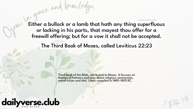 Bible Verse Wallpaper 22:23 from The Third Book of Moses, called Leviticus