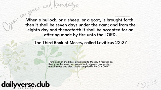 Bible Verse Wallpaper 22:27 from The Third Book of Moses, called Leviticus