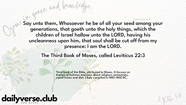 Bible Verse Wallpaper 22:3 from The Third Book of Moses, called Leviticus
