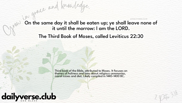 Bible Verse Wallpaper 22:30 from The Third Book of Moses, called Leviticus