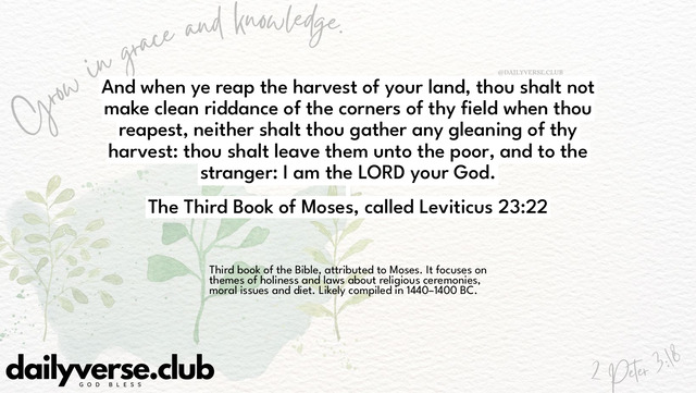 Bible Verse Wallpaper 23:22 from The Third Book of Moses, called Leviticus