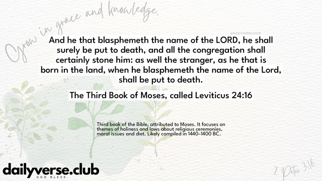 Bible Verse Wallpaper 24:16 from The Third Book of Moses, called Leviticus