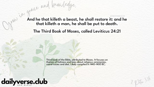 Bible Verse Wallpaper 24:21 from The Third Book of Moses, called Leviticus