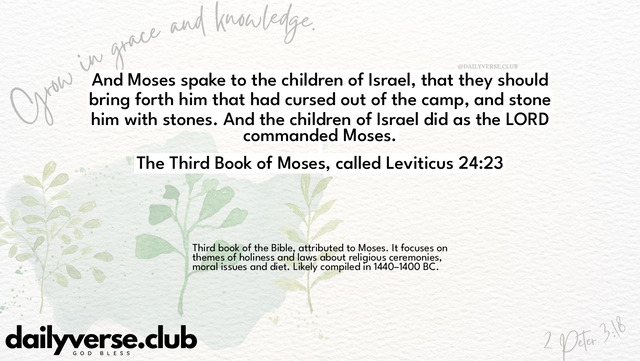 Bible Verse Wallpaper 24:23 from The Third Book of Moses, called Leviticus
