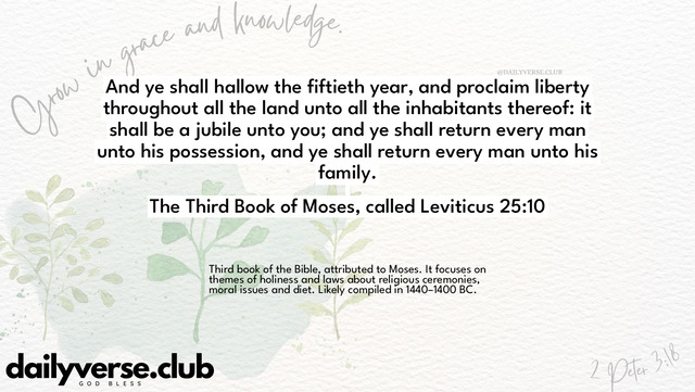 Bible Verse Wallpaper 25:10 from The Third Book of Moses, called Leviticus