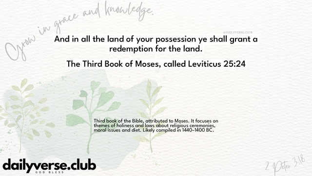 Bible Verse Wallpaper 25:24 from The Third Book of Moses, called Leviticus