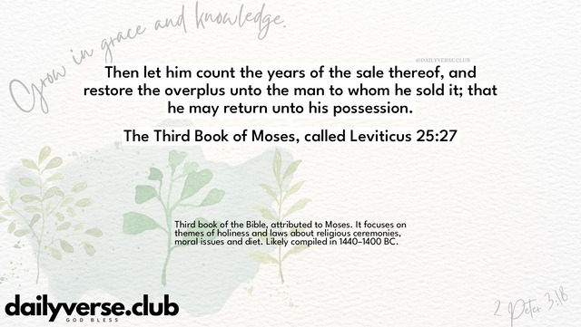 Bible Verse Wallpaper 25:27 from The Third Book of Moses, called Leviticus