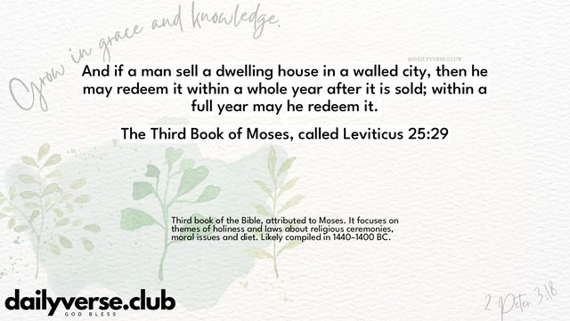Bible Verse Wallpaper 25:29 from The Third Book of Moses, called Leviticus