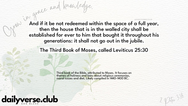 Bible Verse Wallpaper 25:30 from The Third Book of Moses, called Leviticus