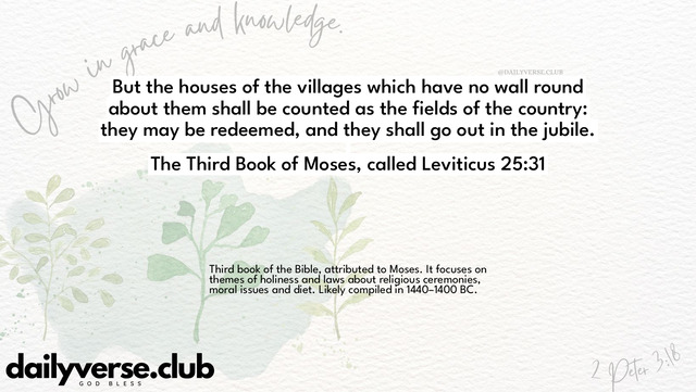 Bible Verse Wallpaper 25:31 from The Third Book of Moses, called Leviticus