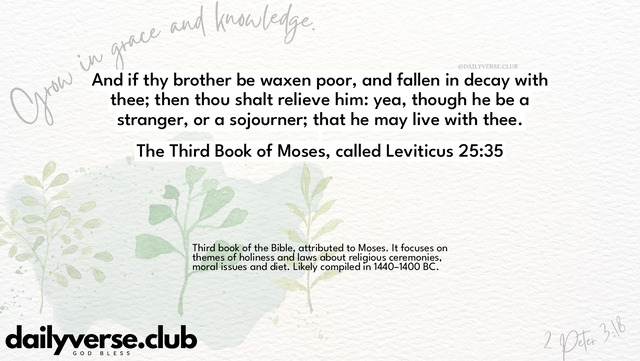 Bible Verse Wallpaper 25:35 from The Third Book of Moses, called Leviticus