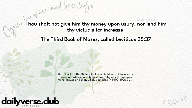 Bible Verse Wallpaper 25:37 from The Third Book of Moses, called Leviticus