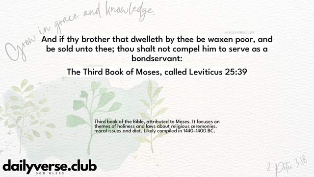 Bible Verse Wallpaper 25:39 from The Third Book of Moses, called Leviticus