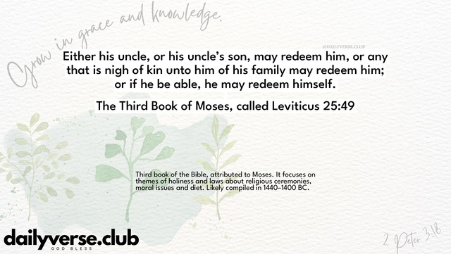 Bible Verse Wallpaper 25:49 from The Third Book of Moses, called Leviticus