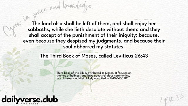 Bible Verse Wallpaper 26:43 from The Third Book of Moses, called Leviticus