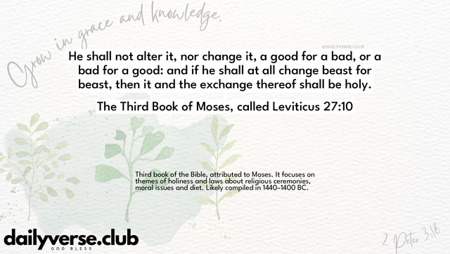 Bible Verse Wallpaper 27:10 from The Third Book of Moses, called Leviticus