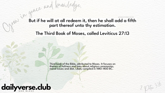 Bible Verse Wallpaper 27:13 from The Third Book of Moses, called Leviticus