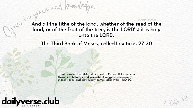 Bible Verse Wallpaper 27:30 from The Third Book of Moses, called Leviticus