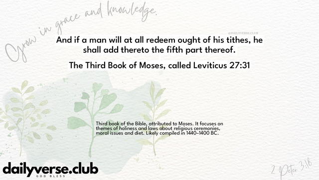 Bible Verse Wallpaper 27:31 from The Third Book of Moses, called Leviticus