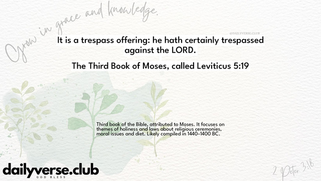 Bible Verse Wallpaper 5:19 from The Third Book of Moses, called Leviticus