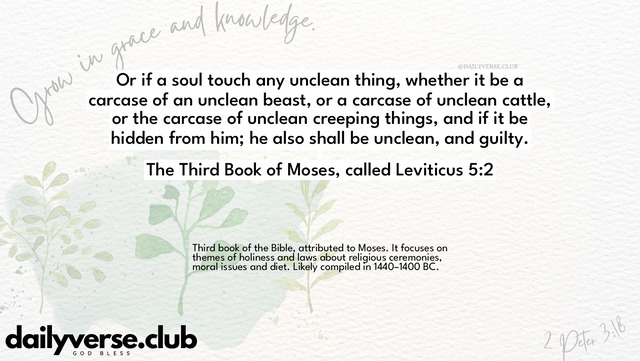 Bible Verse Wallpaper 5:2 from The Third Book of Moses, called Leviticus