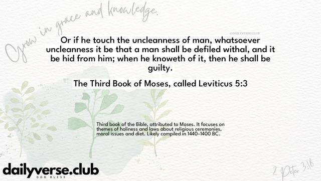 Bible Verse Wallpaper 5:3 from The Third Book of Moses, called Leviticus