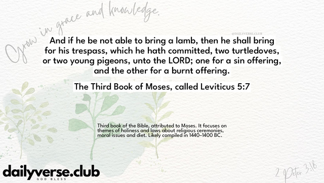 Bible Verse Wallpaper 5:7 from The Third Book of Moses, called Leviticus