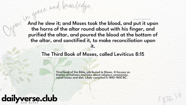 Bible Verse Wallpaper 8:15 from The Third Book of Moses, called Leviticus