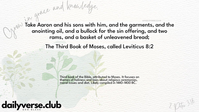 Bible Verse Wallpaper 8:2 from The Third Book of Moses, called Leviticus