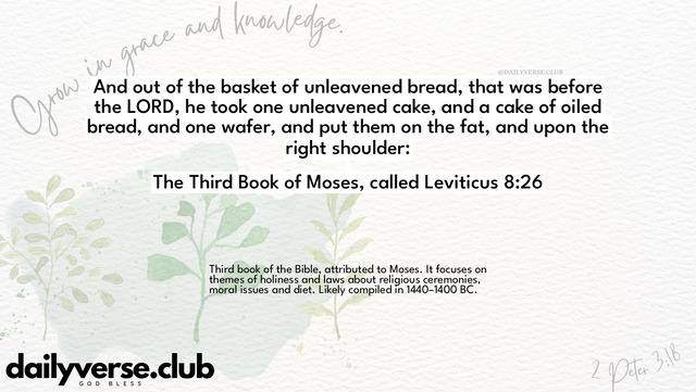 Bible Verse Wallpaper 8:26 from The Third Book of Moses, called Leviticus