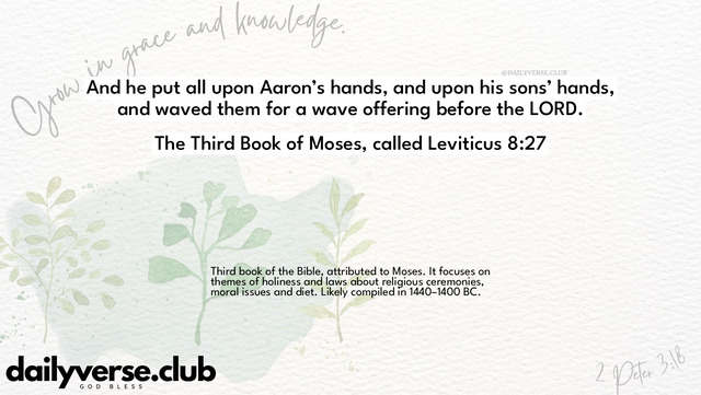 Bible Verse Wallpaper 8:27 from The Third Book of Moses, called Leviticus