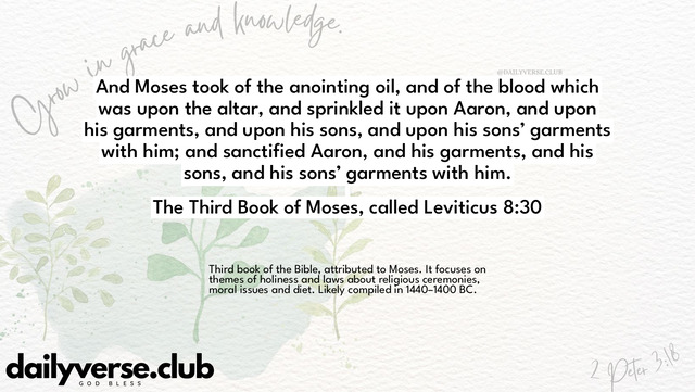 Bible Verse Wallpaper 8:30 from The Third Book of Moses, called Leviticus