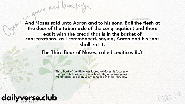 Bible Verse Wallpaper 8:31 from The Third Book of Moses, called Leviticus