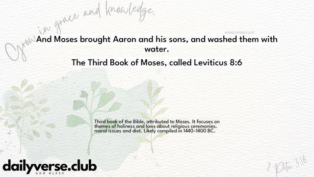 Bible Verse Wallpaper 8:6 from The Third Book of Moses, called Leviticus