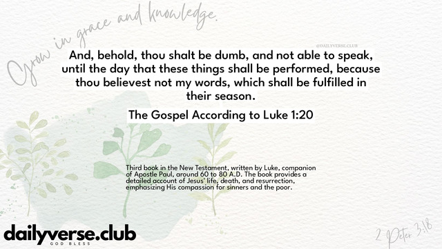 Bible Verse Wallpaper 1:20 from The Gospel According to Luke
