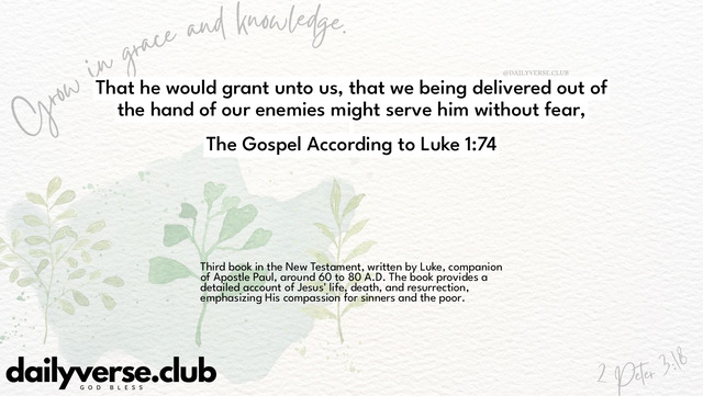 Bible Verse Wallpaper 1:74 from The Gospel According to Luke
