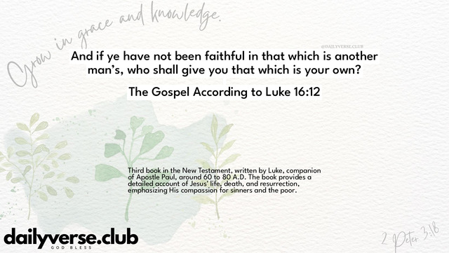 Bible Verse Wallpaper 16:12 from The Gospel According to Luke
