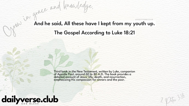 Bible Verse Wallpaper 18:21 from The Gospel According to Luke