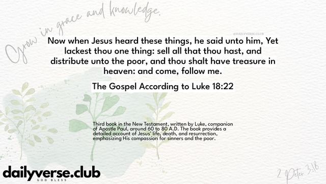 Bible Verse Wallpaper 18:22 from The Gospel According to Luke