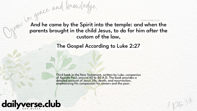 Bible Verse Wallpaper 2:27 from The Gospel According to Luke