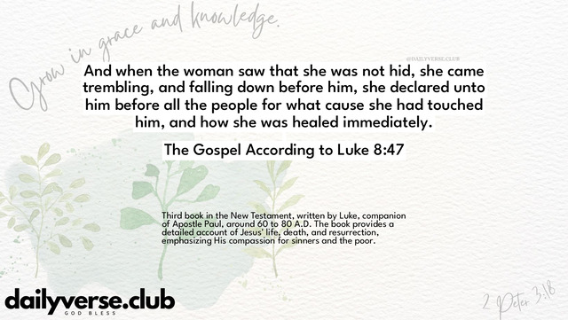 Bible Verse Wallpaper 8:47 from The Gospel According to Luke