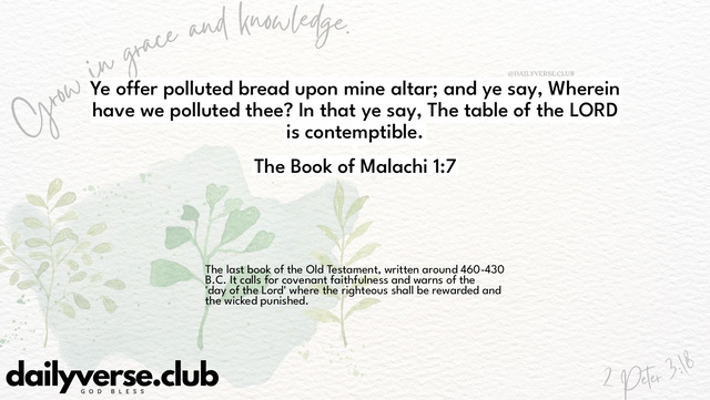 Bible Verse Wallpaper 1:7 from The Book of Malachi