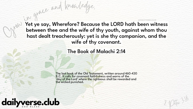 Bible Verse Wallpaper 2:14 from The Book of Malachi