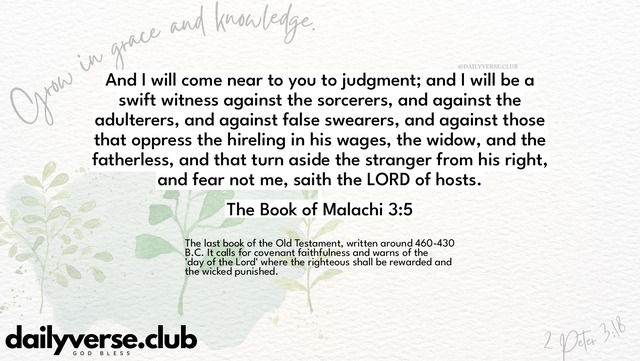 Bible Verse Wallpaper 3:5 from The Book of Malachi