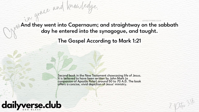 Bible Verse Wallpaper 1:21 from The Gospel According to Mark