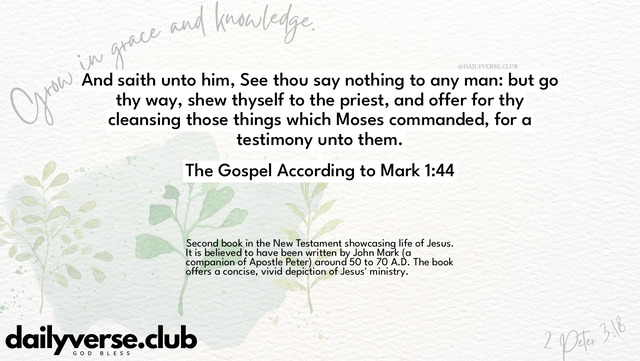 Bible Verse Wallpaper 1:44 from The Gospel According to Mark