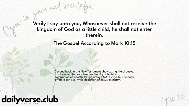 Bible Verse Wallpaper 10:15 from The Gospel According to Mark