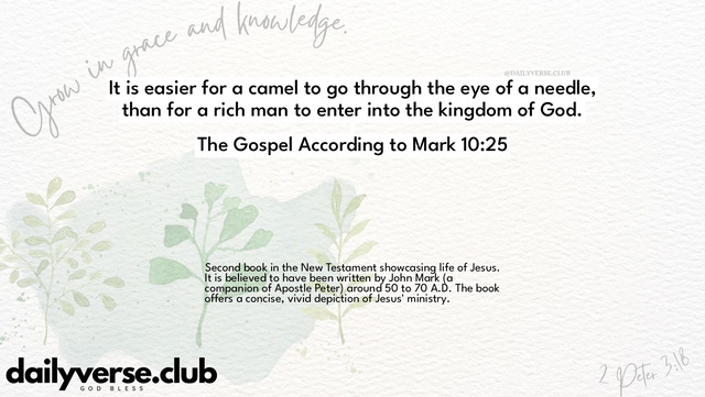 Bible Verse Wallpaper 10:25 from The Gospel According to Mark