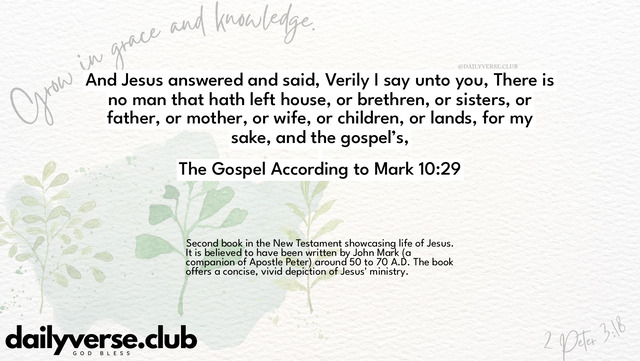 Bible Verse Wallpaper 10:29 from The Gospel According to Mark